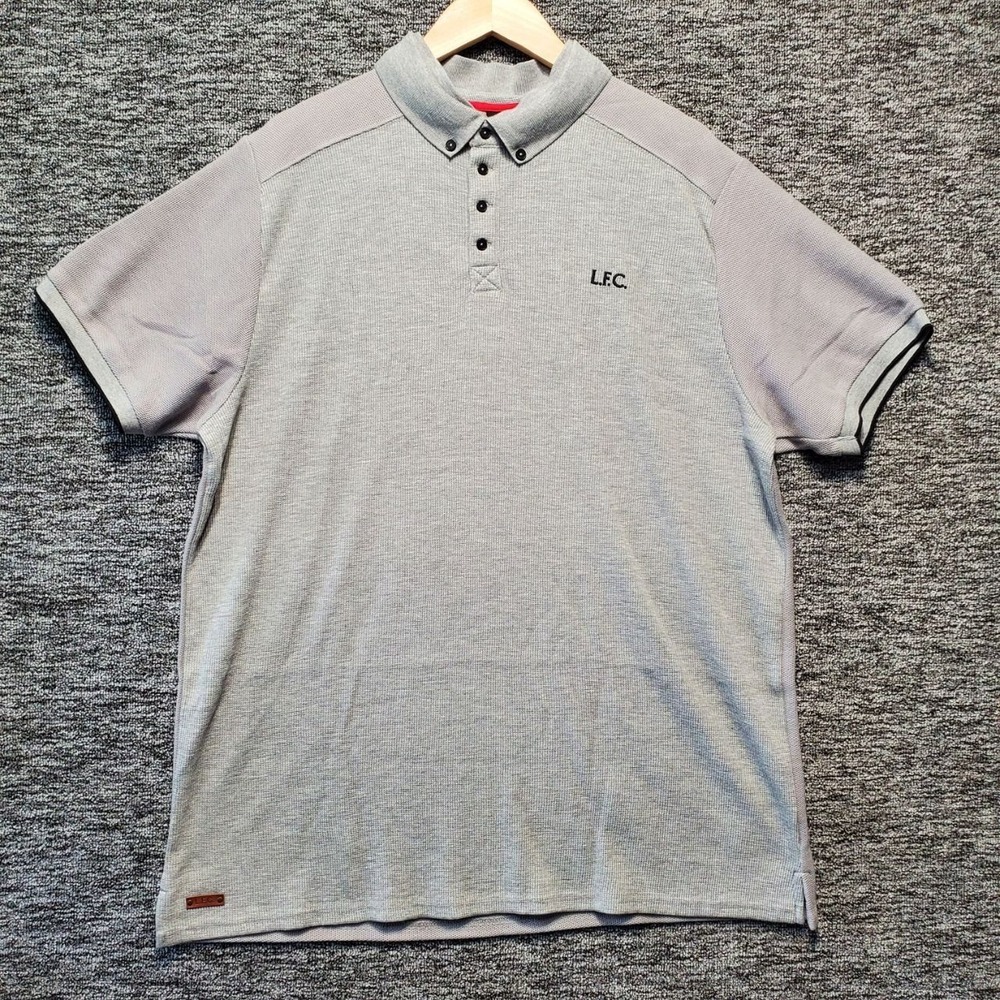 Official Liverpool FC Polo Shirt Mens XXL Grey Button Down Collar Soccer LFC
